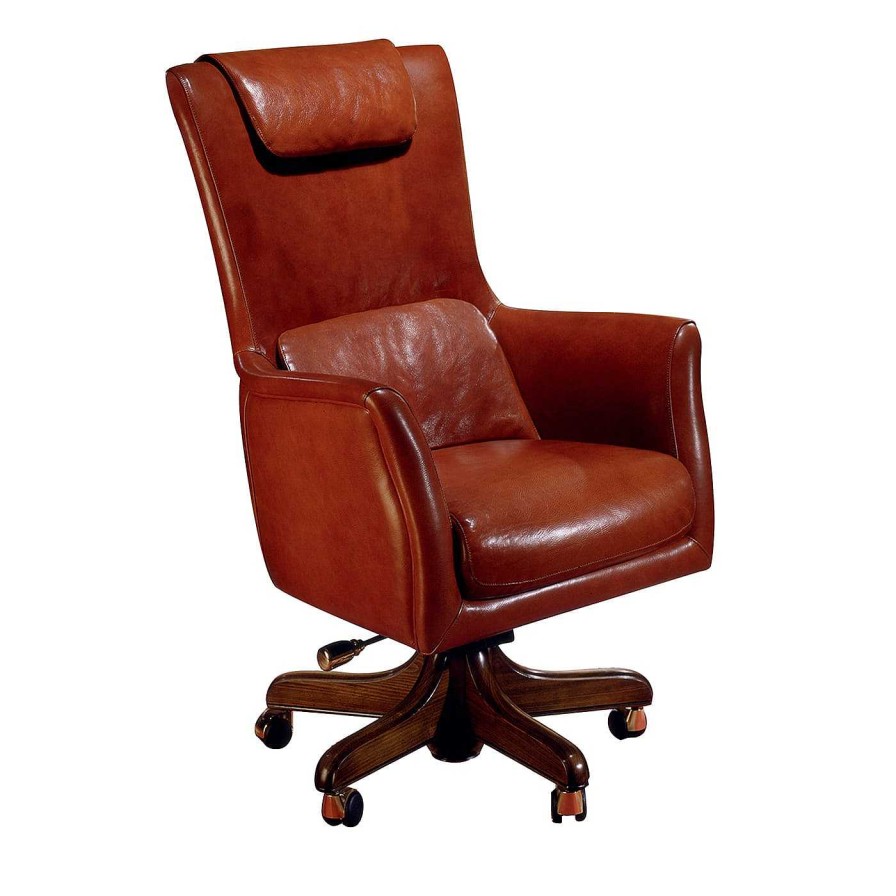 Mobilier Marzorati Chaises De Bureau | Fauteuil En Cuir Brun