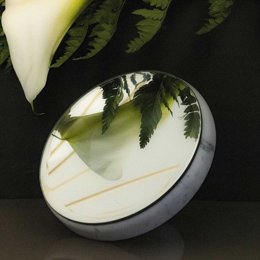 Decoration Carrara Home Design Miroirs De Table | Pauline White Carrara Marble Round Mirror (Miroir Rond En Marbre De Carrare Blanc)