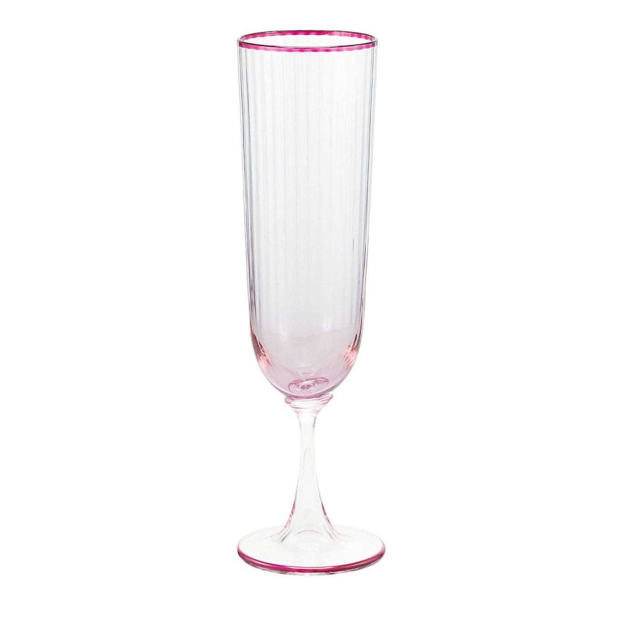 Arts De La Table Aquazzura Casa Flutes | Ensemble De Deux Flutes En Amethyste Et Rose Soufflees A La Bouche