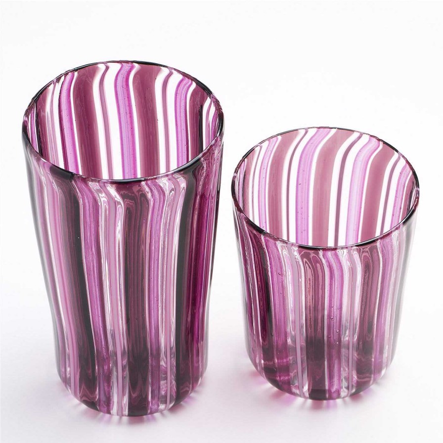 Arts De La Table La Fornasotta Verrerie | Ensemble De Verres A Eau Et A Vin En Murano De Couleur Rose Pour Six Personnes