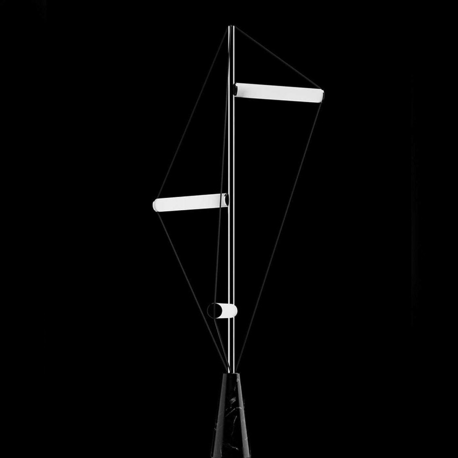 Eclairage Edizioni Design Lampadaires | Ed047 Lampadaire Chrome Avec Base Noire