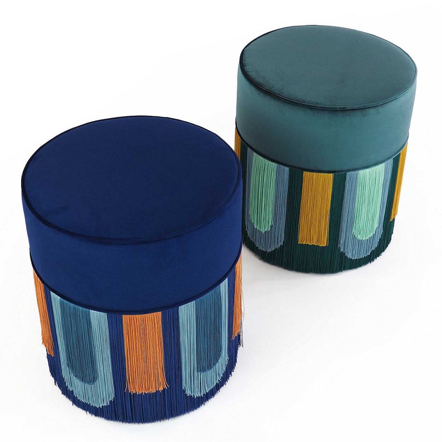 Mobilier Lorenza Bozzoli Couture Ottomans Et Poufs | Couture Geometric Deco Green Pouf