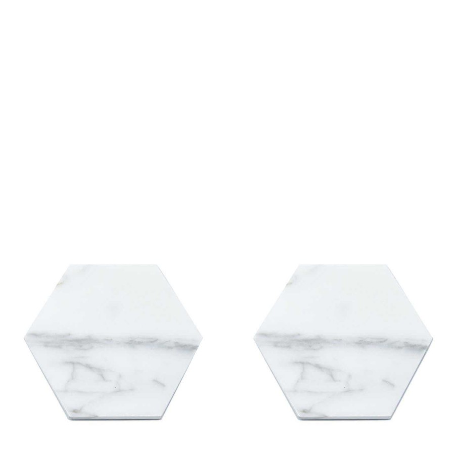 Arts De La Table FiammettaV Home Collection Dessous De Verre | Lot De 4 Sous-Verres Hexagonaux Blancs