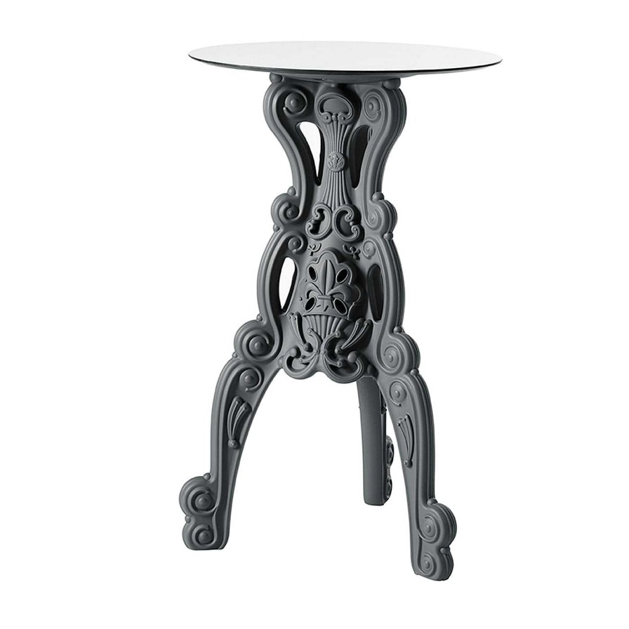 Mobilier Slide Tables De Bistrot | Master Of Love Table Bistro Elephany Grise Avec Plateau Rond