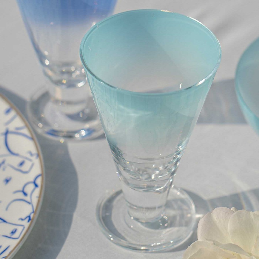 Arts De La Table Emporio Sirenuse Verres A Vin | Aria - Ensemble De 2 Verres A Pied Bleu Clair