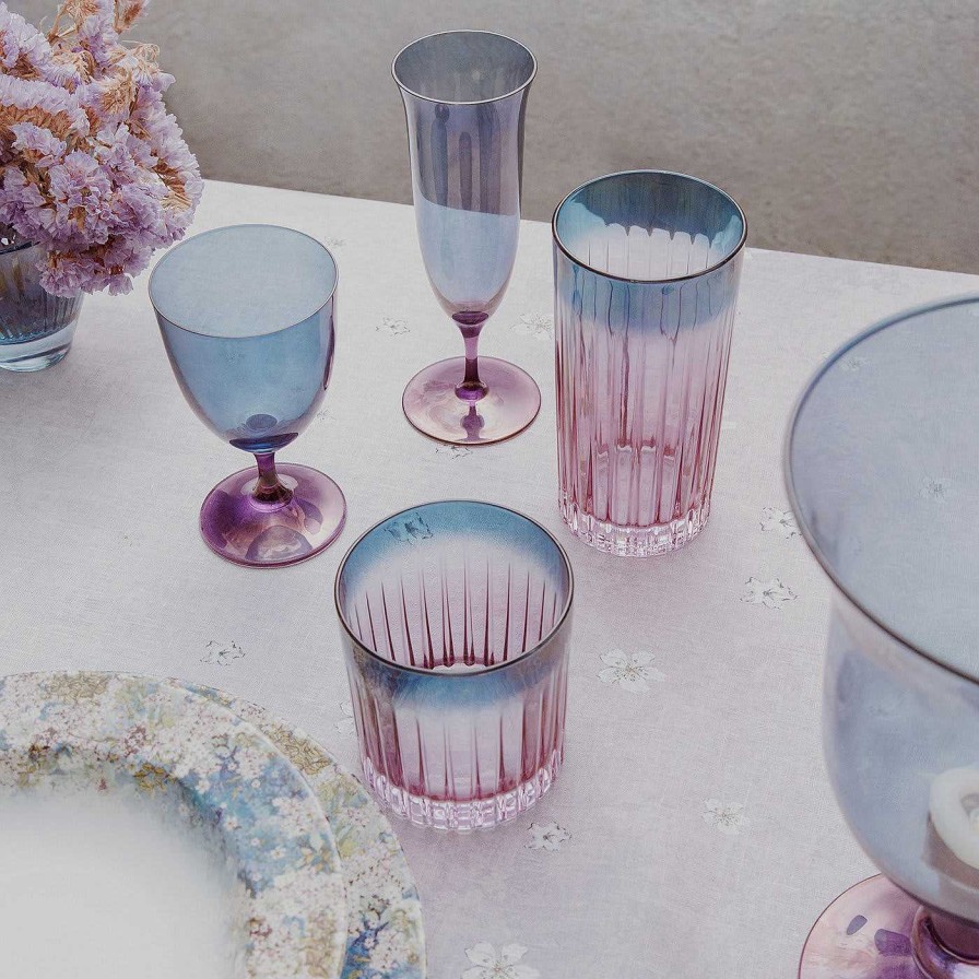 Arts De La Table Luisa Beccaria Flutes | Fleury - Ensemble De 2 Flutes A Champagne De Couleur Violette A Bleue