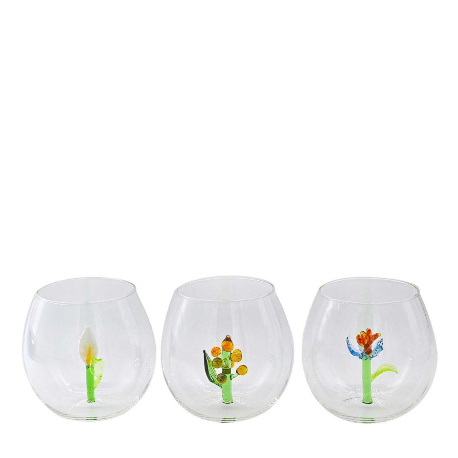 Arts De La Table Casarialto Verrerie | Ensemble De 6 Verres Et Cruche Flower Power