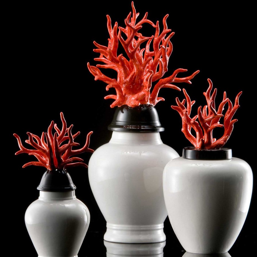 Decoration Ceramiche Dal Prà Vases Avec Couvercles | Vase Moyen En Corail Blanc