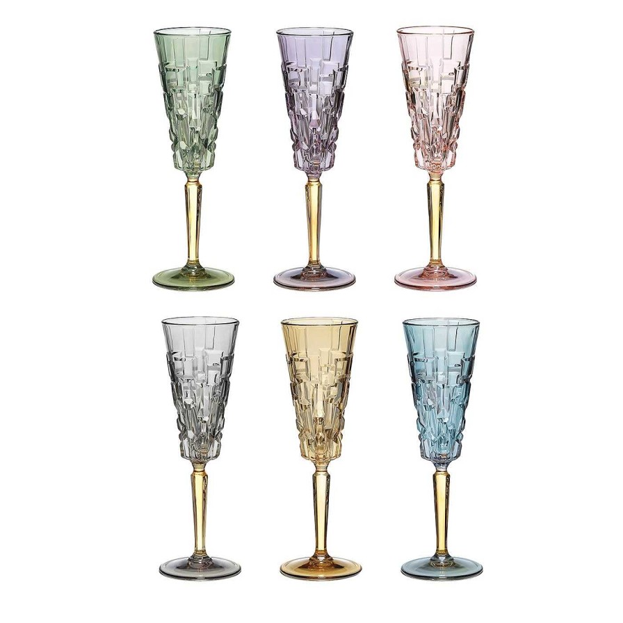 Arts De La Table Creart Flutes | Set De 6 Flutes Carrees Imprimees