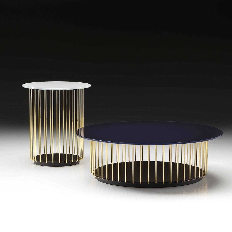 Mobilier Black Tie Tables A Cafe | Table Basse Etan Bleu Et Or