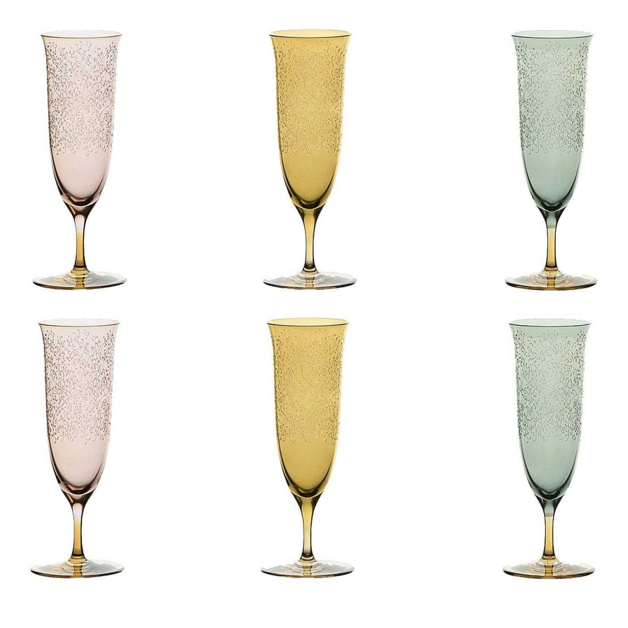 Arts De La Table Creart Flutes | Jeu De 6 Coupes A Champagne Cannelees