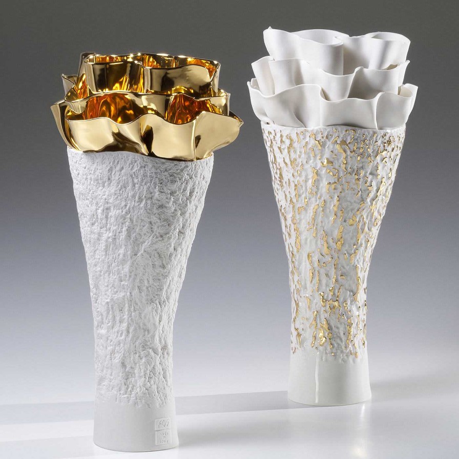 Decoration Fos Ceramiche Vases Decoratifs | Vase Flora Gold Seaweeds