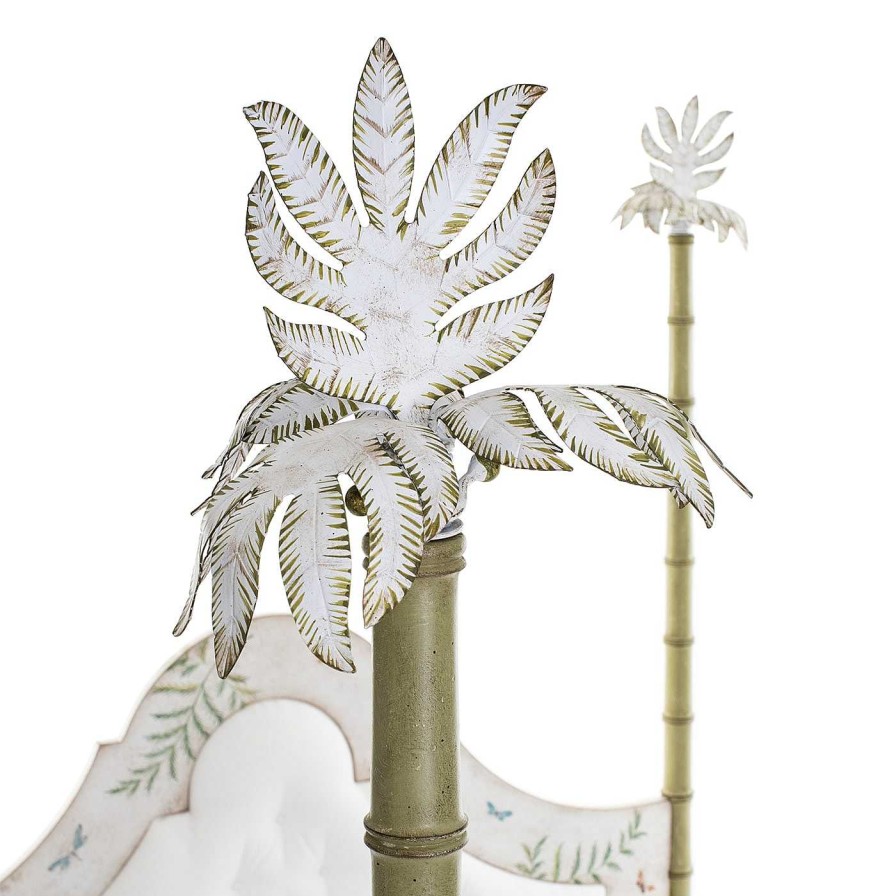 Mobilier Porte Italia Lits | Lit Roma Apple Green Bamboo With Ferns And Butterflies