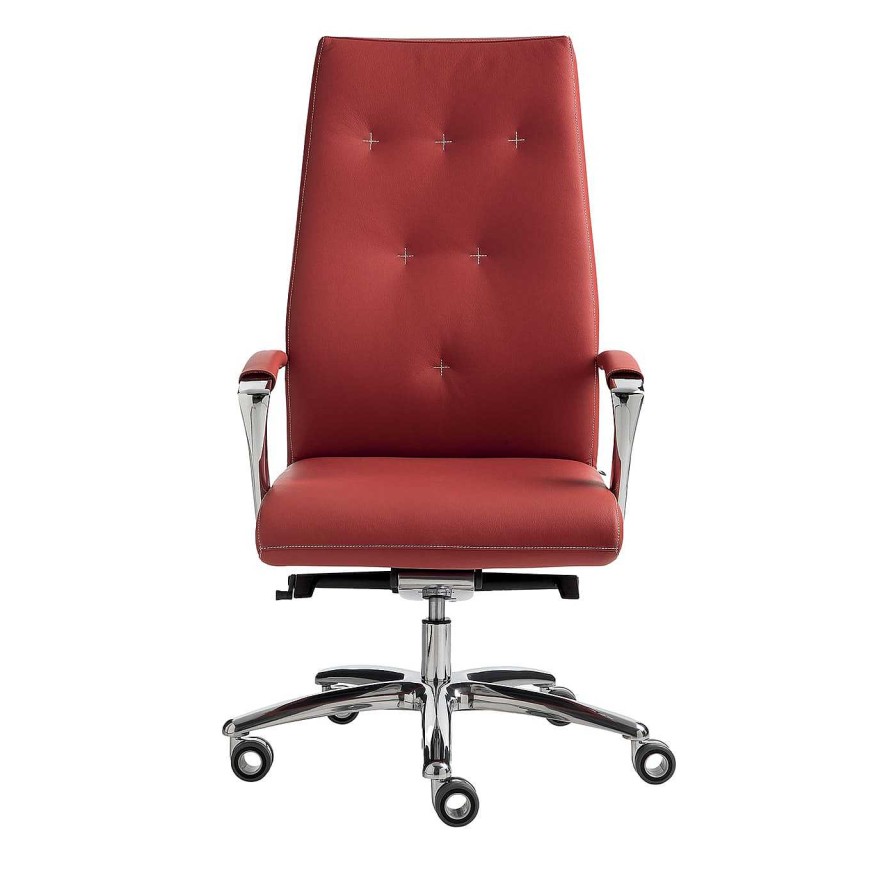 Mobilier Luxy Chaises De Bureau | Un Fauteuil Pivotant Rouge