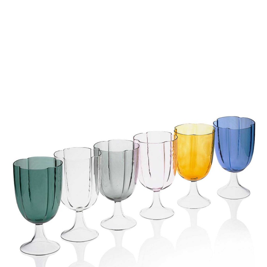 Arts De La Table Casarialto Verres A Vin | Ensemble De 4 Verres A Vin En Forme De Petale De Tilleul