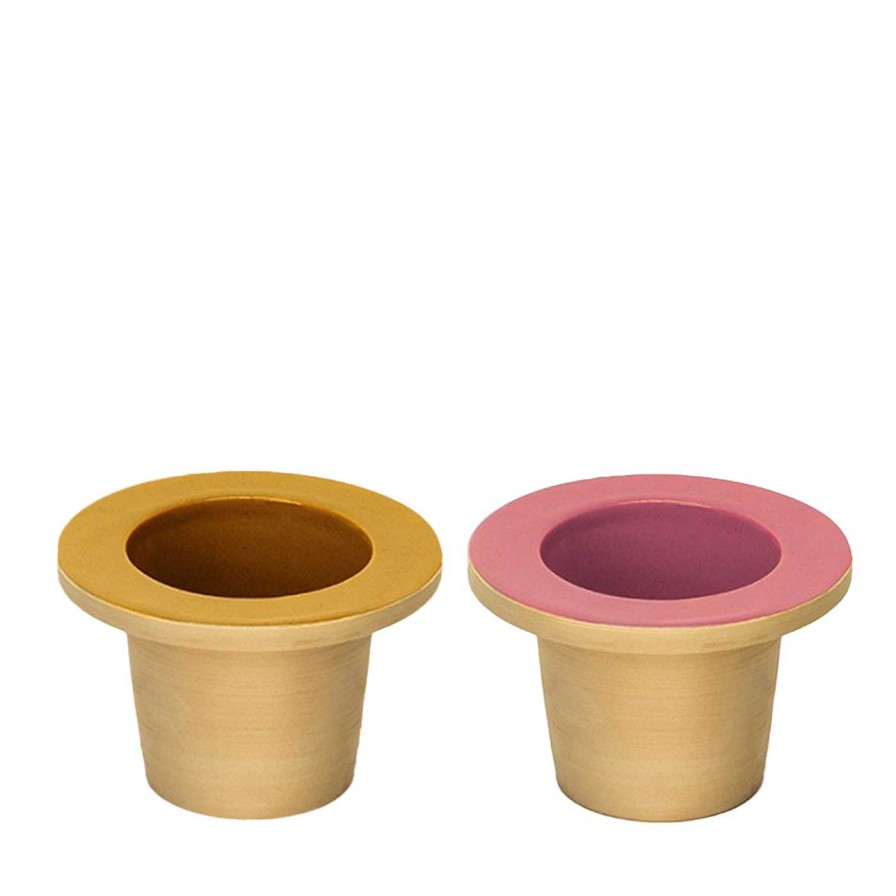 Decoration Internoitaliano Cache-Pots Et Porte-Vases | Set De Deux Cachepots Pofi Jaune Et Rose