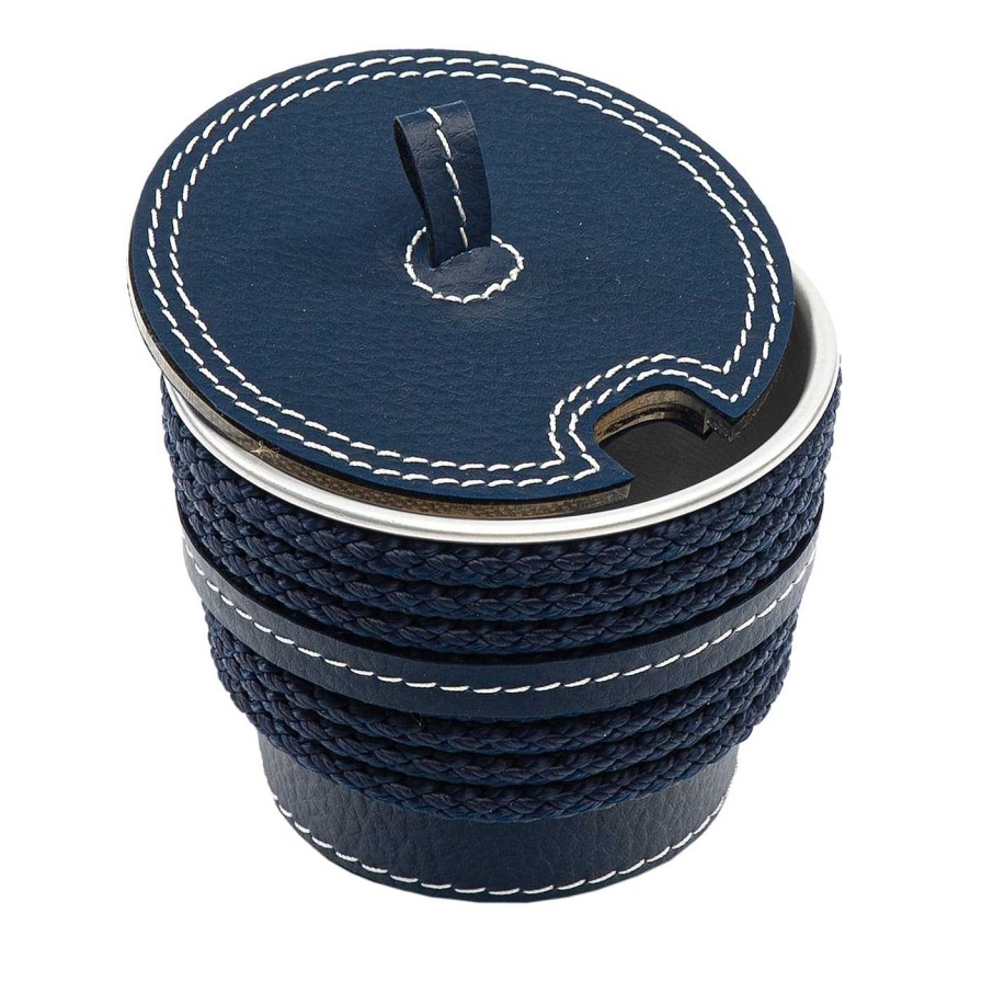 Arts De La Table Marricreo Sucriers Et Pots A Lait | Sucrier Bleu En Eco-Cuir Avec Inserts En Corde