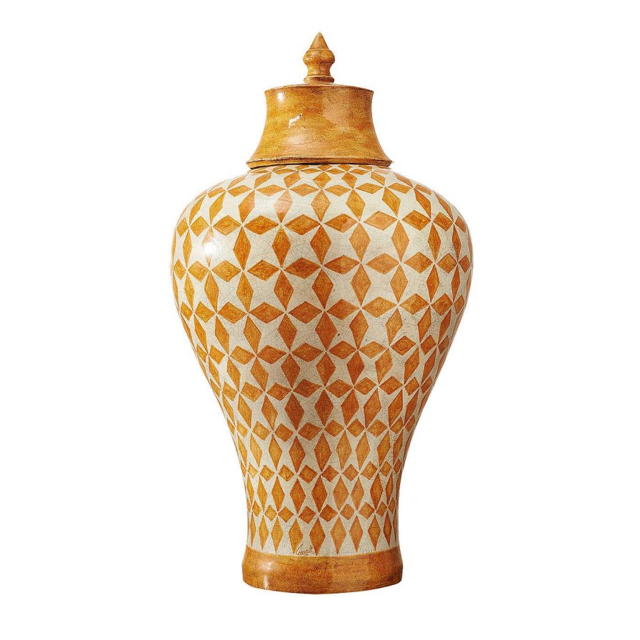 Decoration Ceramiche Ceccarelli Vases Avec Couvercles | Vase Bonnie Orange Stars