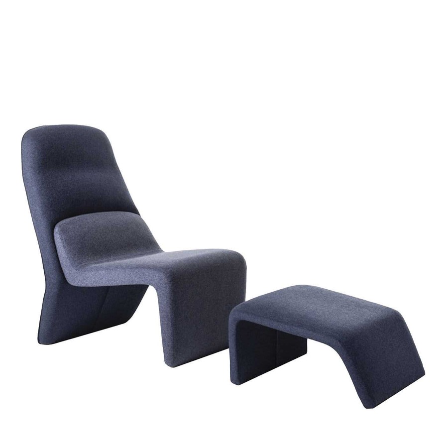 Mobilier Baleri Italia Meridienne | Tape Blue Lounge Chair Avec Repose-Pieds Par Radice Orlandini Designstudio