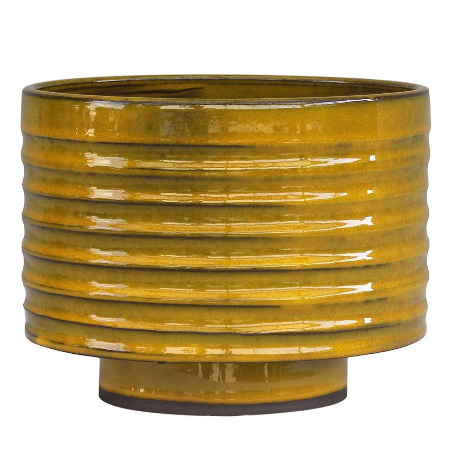 Decoration Picta Cache-Pots Et Porte-Vases | Vase Bas Jaune Torre