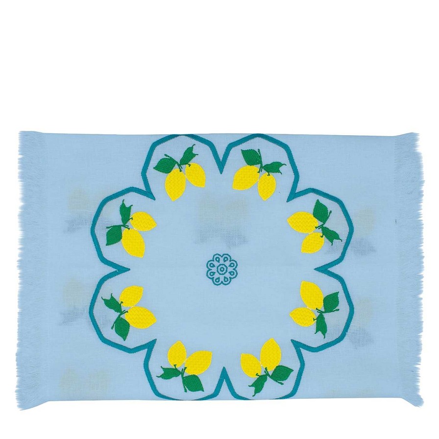 Arts De La Table Cibelle Chemins De Table | Limoni Multicolore Fringed Azure Runner