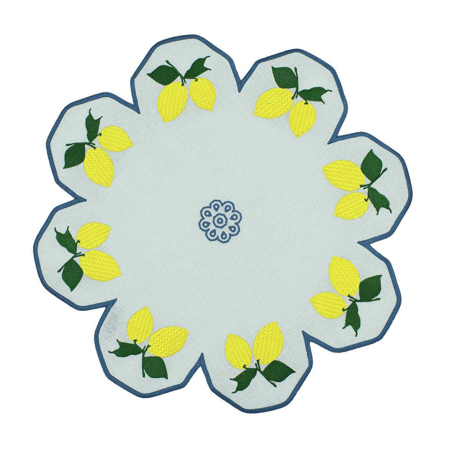 Arts De La Table Cibelle Sets De Table | Napperon De Service Limoni En Forme De Fleur Multicolore Bleu Pale