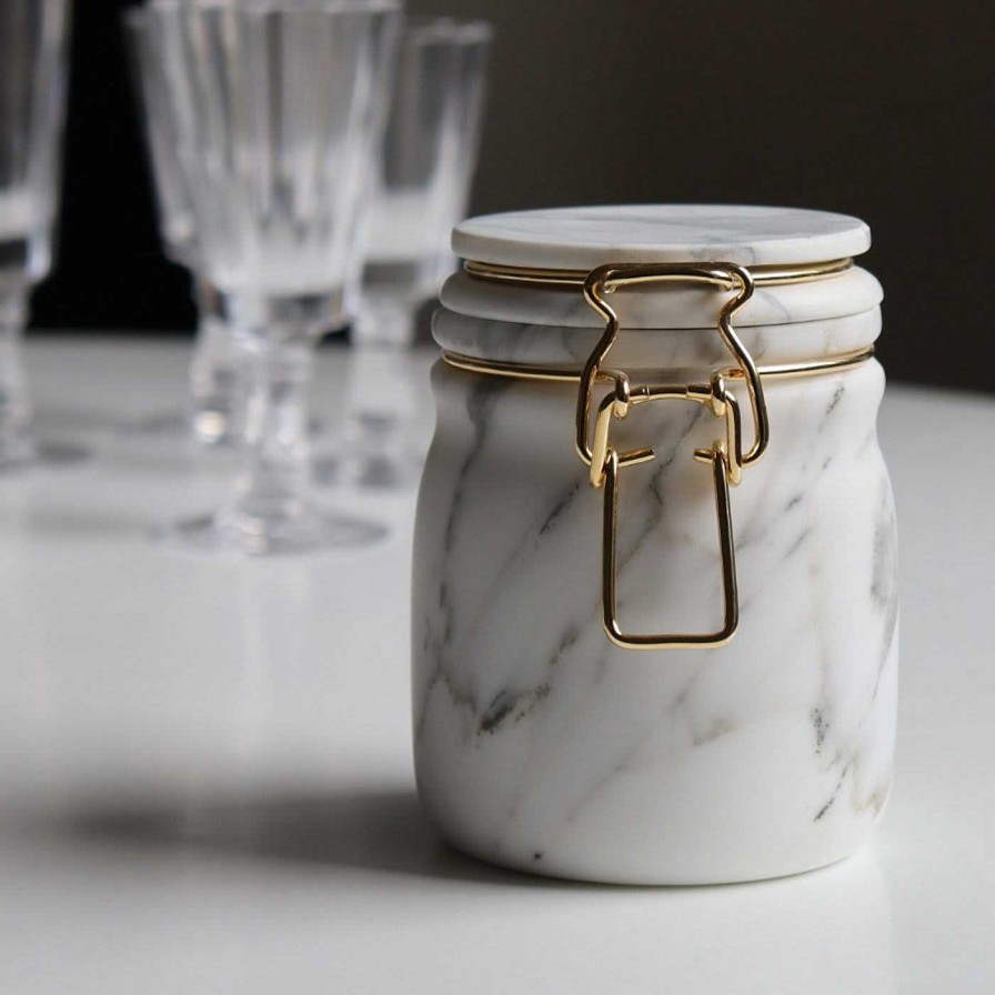 Arts De La Table Editions Milano Bocaux | Miss Marble Jar En Marbre Calacatta Par Lorenza Bozzoli