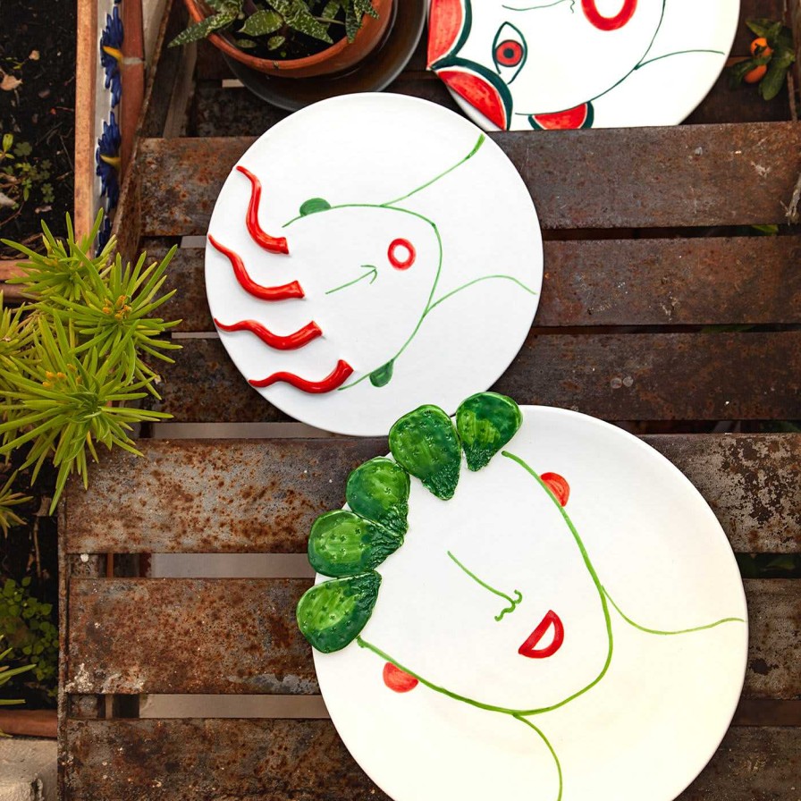 Arts De La Table Patrizia Italiano Services De Table | Carmelina Street Vendor Of Prickly Pears Set Of 4 Plates