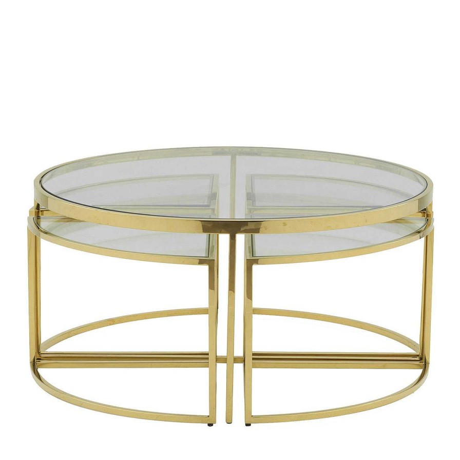 Mobilier Badari Tables A Cafe | Quinn Large Round Golden Coffee Table Marize X Badari