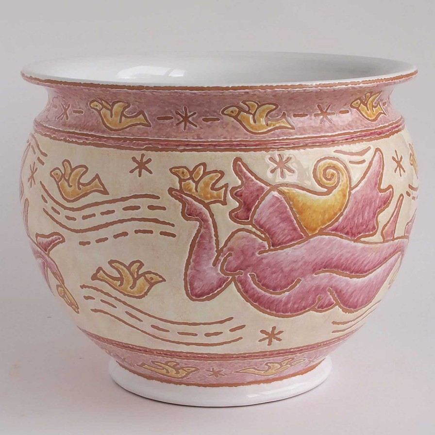 Decoration Ceramiche Santalucia Amphores | Vase Amphore Rouge Et Jaune A Motifs