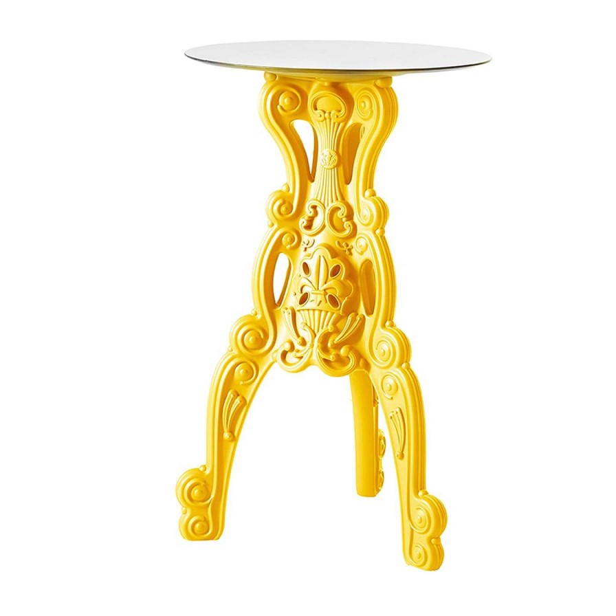 Mobilier Slide Tables De Bistrot | Master Of Love Table Bistro Jaune Avec Plateau Rond