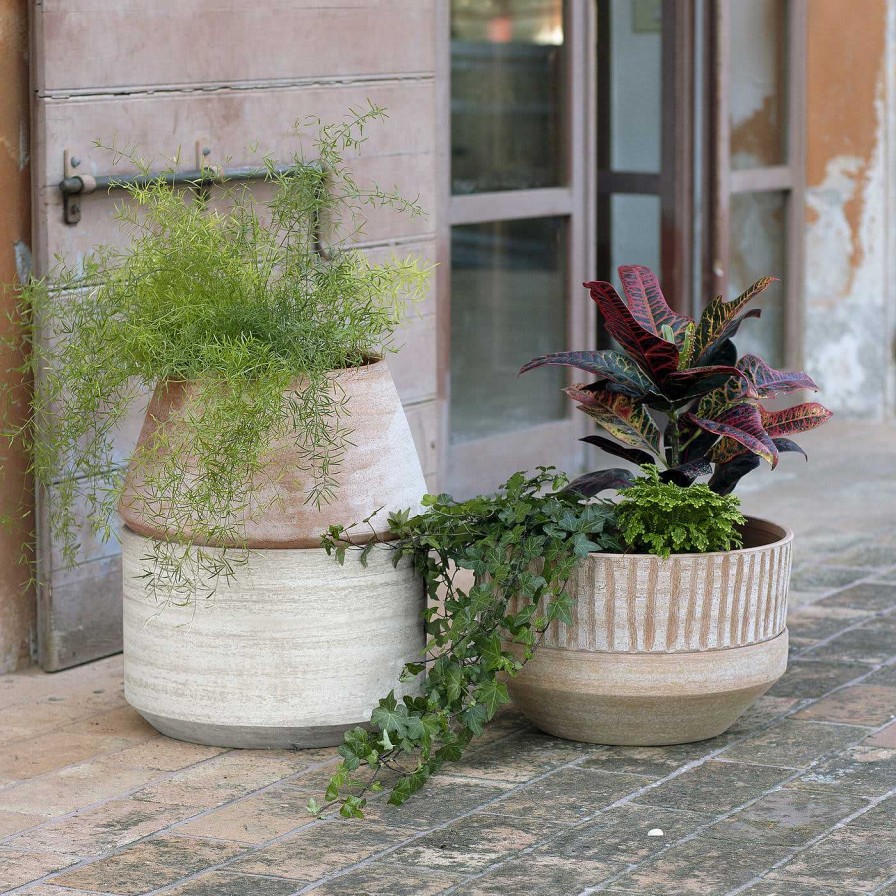 Decoration Picta Cache-Pots Et Porte-Vases | Vase Terrae En 2 Pieces - Rouge Et Blanc